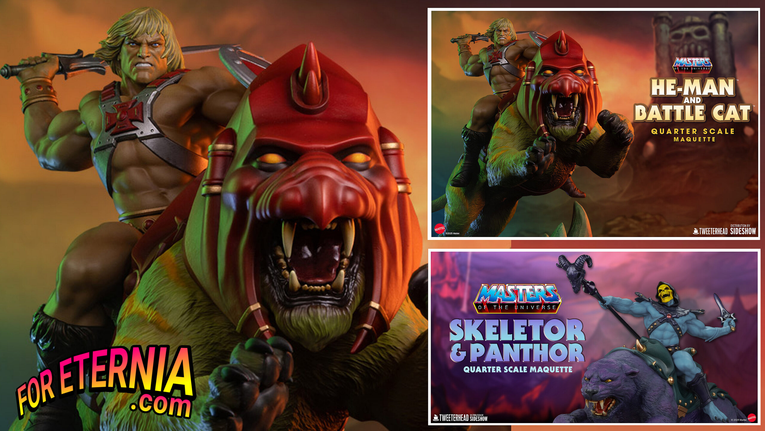 GO BIG OR GO HOME! Tweeterhead to Re-Release their He-Man & Battle Cat AND Skeletor & Panthor Maquettes in 1:4 Scale!