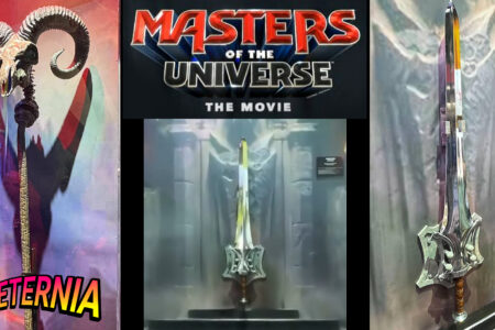 “MASTERS OF THE UNIVERSE” Movie Power Sword and Havoc Staff Props are on display at San Diego Comic-Con!