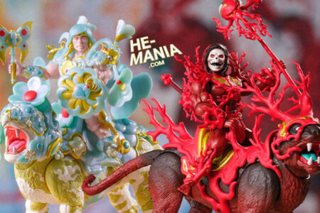 MASTERS OF THE UNIVERSE x JAMES JEAN Art “Floral He-Man and Battle Cat” and “Coral Skeletor and Panthor” 2-Packs will be available to order!