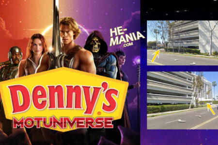 IS IT FATE? Only a Parking Garage stands between DENNY’S (with “Masters of the Universe” Movie themed meals) and the MOTUNIVERSE Convention!