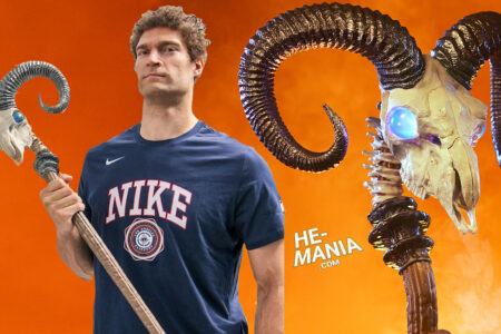 NBA TAKES ON MOTU: LA Clippers Brook Lopez reveals the Life-Size “Masters of the Universe” Movie Chronicles HAVOC STAFF (with Lights, Sounds and Smoke!)