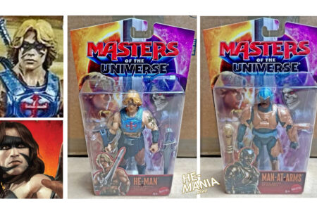 First look at the “Masters of the Universe” Movie MAN-AT-ARMS and HE-MAN (a very ‘war paint’ Conan-like variant) Kids Action Figures in Packaging!